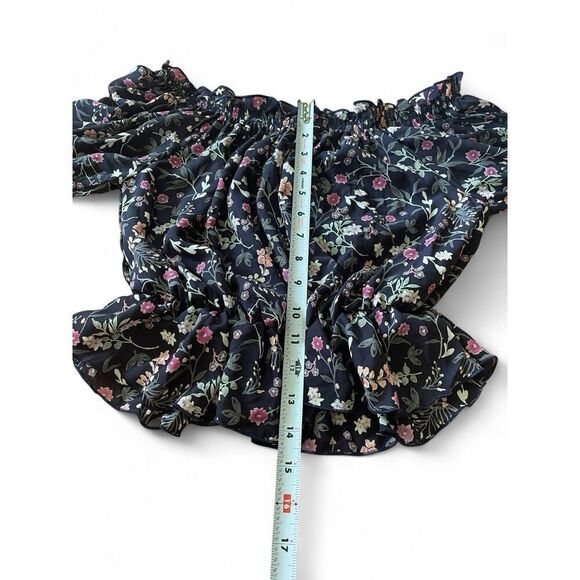 SAINTS & HEARTS Floral Print Puff Sleeves Peasant Blouse USA Size S Excellent Co - Picture 5 of 7